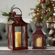 Load image into Gallery viewer, Rustic Red Metal Lantern (Set of 2)
