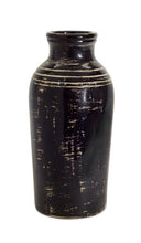 Load image into Gallery viewer, Distressed Black Ceramic Vase with Ivory Accent 17.5&quot;H
