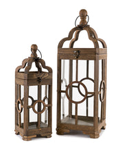 Load image into Gallery viewer, Contemporary Dark Wood Floor Lantern (Set of 2)

