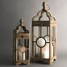 Load image into Gallery viewer, Contemporary Dark Wood Floor Lantern (Set of 2)
