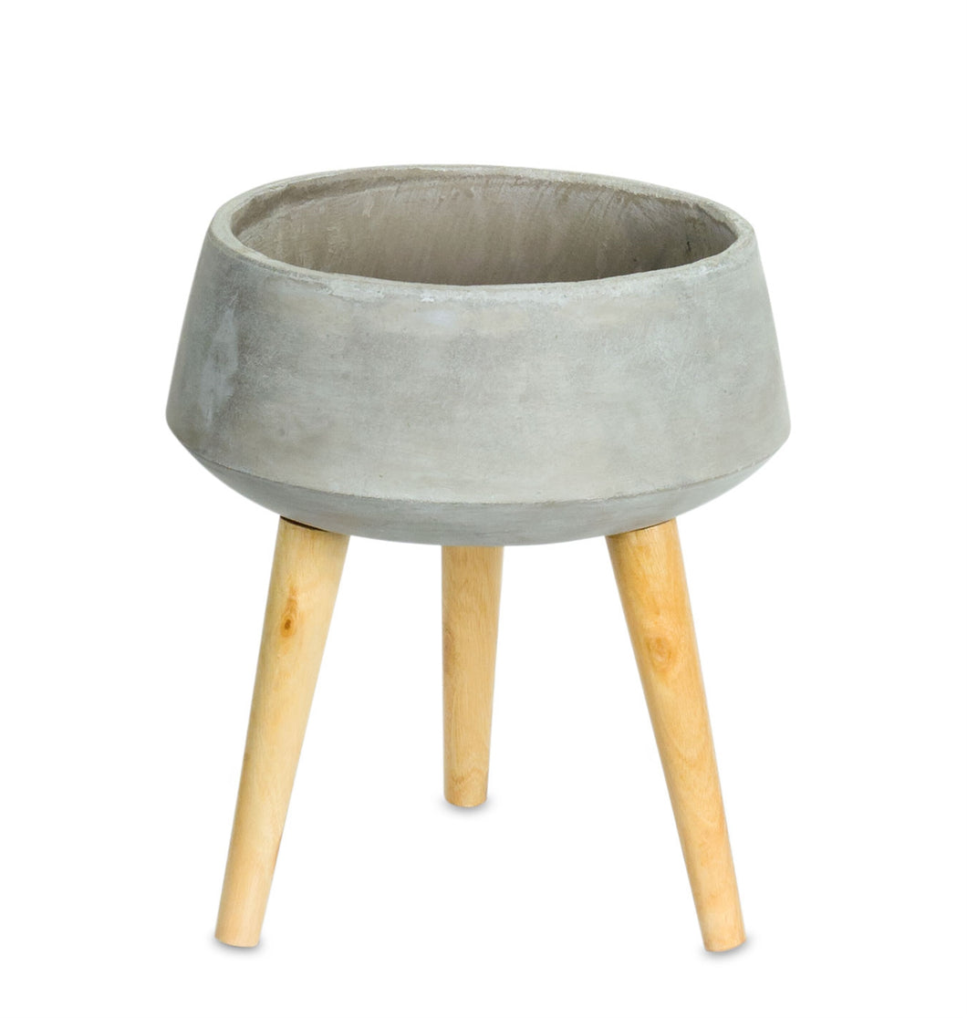 Modern Cement Platner on Wood Legs 13