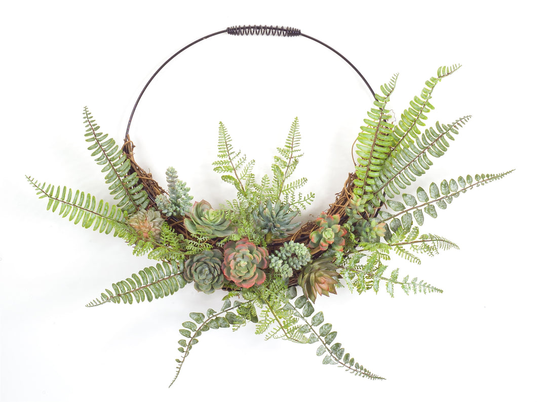 Fern and Succulent Moss Half Werath 20