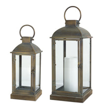 Load image into Gallery viewer, Brushed Gold Metal Lantern (Set of 2)
