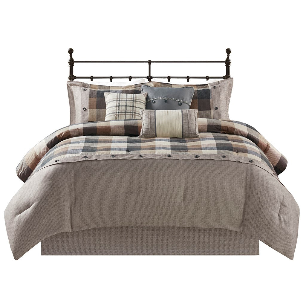 Ridge 7 Piece Herringbone Comforter Set King MP10-7213 By Olliix