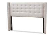 Load image into Gallery viewer, Baxton Studio Ginaro Modern And Contemporary Greyish Beige Fabric Button-Tufted Nail head King Size Winged Headboard
