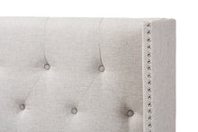 Load image into Gallery viewer, Baxton Studio Ally Modern And Contemporary Greyish Beige Fabric Button-Tufted Nail head King Size Winged Headboard
