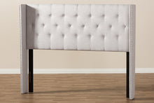 Load image into Gallery viewer, Baxton Studio Ally Modern And Contemporary Greyish Beige Fabric Button-Tufted Nail head King Size Winged Headboard
