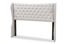 Load image into Gallery viewer, Baxton Studio Cadence Modern and Contemporary Greyish Beige Fabric Button-Tufted King Size Winged Headboard

