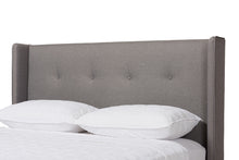 Load image into Gallery viewer, Baxton Studio Brooklyn Mid-Century Modern Walnut Wood Grey Fabric King Size Platform Bed
