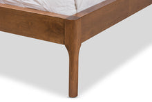 Load image into Gallery viewer, Baxton Studio Brooklyn Mid-Century Modern Walnut Wood Grey Fabric King Size Platform Bed
