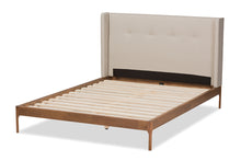 Load image into Gallery viewer, Baxton Studio Brooklyn Mid-Century Modern Walnut Wood Beige Fabric King Size Platform Bed

