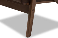 Load image into Gallery viewer, Baxton Studio Bianca Mid-Century Modern Walnut Wood Dark Brown Distressed Faux Leather Lounge Chair
