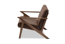 Load image into Gallery viewer, Baxton Studio Bianca Mid-Century Modern Walnut Wood Dark Brown Distressed Faux Leather 2-Seater Loveseat
