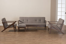 Load image into Gallery viewer, Baxton Studio Bianca Mid-Century Modern Walnut Wood Light Grey Fabric Tufted Livingroom Sofa Set
