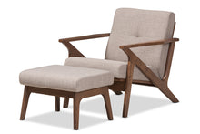 Load image into Gallery viewer, Baxton Studio Bianca Mid-Century Modern Walnut Wood Light Grey Fabric Tufted Lounge Chair And Ottoman Set
