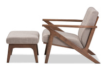 Load image into Gallery viewer, Baxton Studio Bianca Mid-Century Modern Walnut Wood Light Grey Fabric Tufted Lounge Chair And Ottoman Set
