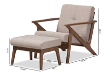 Load image into Gallery viewer, Baxton Studio Bianca Mid-Century Modern Walnut Wood Light Grey Fabric Tufted Lounge Chair And Ottoman Set

