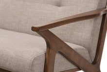 Load image into Gallery viewer, Baxton Studio Bianca Mid-Century Modern Walnut Wood Light Grey Fabric Tufted 2-Seater Loveseat
