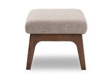 Load image into Gallery viewer, Baxton Studio Bianca Mid-Century Modern Walnut Wood Light Grey Fabric Ottoman

