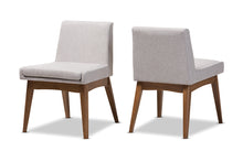 Load image into Gallery viewer, Baxton Studio Nexus Mid-Century Modern Walnut Wood Finishing Greyish Beige Fabric Dining Side Chair (Set of 2)
