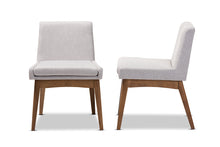 Load image into Gallery viewer, Baxton Studio Nexus Mid-Century Modern Walnut Wood Finishing Greyish Beige Fabric Dining Side Chair (Set of 2)

