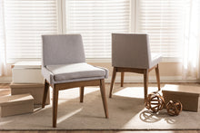Load image into Gallery viewer, Baxton Studio Nexus Mid-Century Modern Walnut Wood Finishing Greyish Beige Fabric Dining Side Chair (Set of 2)
