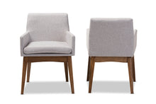 Load image into Gallery viewer, Baxton Studio Nexus Mid-Century Modern Walnut Wood Finishing Greyish Beige Fabric Dining Armchair (Set of 2)
