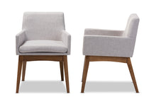 Load image into Gallery viewer, Baxton Studio Nexus Mid-Century Modern Walnut Wood Finishing Greyish Beige Fabric Dining Armchair (Set of 2)
