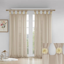 Load image into Gallery viewer, Madison Park Rosette 100% Polyester Floral Embellished Cuff Tab Top Solid Window Panel MP40-6831 By Olliix
