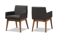 Load image into Gallery viewer, Baxton Studio Nexus Mid-Century Modern Walnut Wood Finishing Dark Grey Fabric Dining Armchair (Set of 2)
