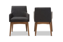 Load image into Gallery viewer, Baxton Studio Nexus Mid-Century Modern Walnut Wood Finishing Dark Grey Fabric Dining Armchair (Set of 2)
