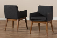 Load image into Gallery viewer, Baxton Studio Nexus Mid-Century Modern Walnut Wood Finishing Dark Grey Fabric Dining Armchair (Set of 2)
