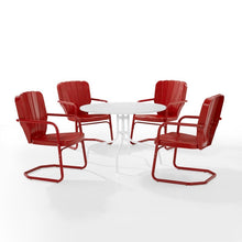 Load image into Gallery viewer, Ridgeland 5Pc Outdoor Metal Dining Set Bright Red Gloss/White Satin - Dining Table &amp; 4 Chairs
