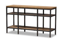 Load image into Gallery viewer, Baxton Studio Caribou Rustic Industrial Style Oak Brown Finished Wood and Black Finished Metal Console Table
