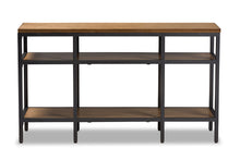 Load image into Gallery viewer, Baxton Studio Caribou Rustic Industrial Style Oak Brown Finished Wood and Black Finished Metal Console Table
