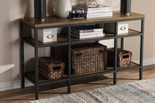 Load image into Gallery viewer, Baxton Studio Caribou Rustic Industrial Style Oak Brown Finished Wood and Black Finished Metal Console Table
