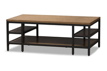 Load image into Gallery viewer, Baxton Studio Caribou Rustic Industrial Style Oak Brown Finished Wood and Black Finished Metal Coffee Table
