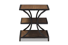 Load image into Gallery viewer, Baxton Studio Lancashire Rustic Industrial Style Oak Brown Finished Wood and Black Finished Metal End Table
