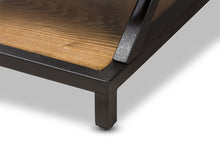 Load image into Gallery viewer, Baxton Studio Lancashire Rustic Industrial Style Oak Brown Finished Wood and Black Finished Metal End Table
