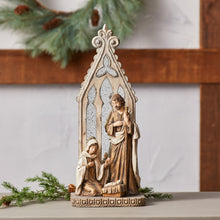 Load image into Gallery viewer, Holy Family Nativity Arch with Gold Accents 19.25&quot;H
