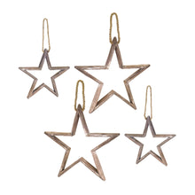 Load image into Gallery viewer, Natural Wooden Star Ornament with Jute Hanger (Set of 2)
