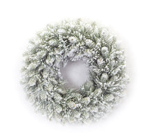 Load image into Gallery viewer, Flocked Pine Candle Ring Wreath (Set of 2)
