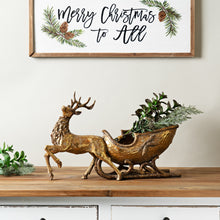 Load image into Gallery viewer, Bronze Metal Deer with Sleigh Display 19&quot;L
