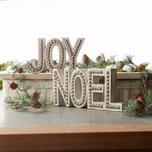 Load image into Gallery viewer, Beaded Wood Design Noel and Joy Sentiment (Set of 2)
