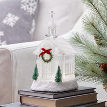 Load image into Gallery viewer, LED Church Snow Globe with Pine Accents 10.5&quot;H
