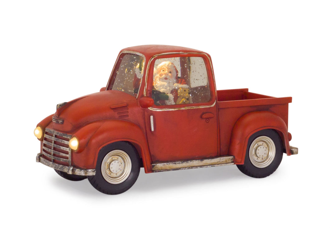 LED Snow Globe Truck with Santa 11.25