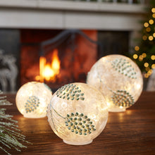 Load image into Gallery viewer, LED Frosted Silver Pinecone Orb (Set of 3)
