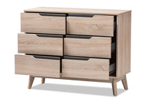 Load image into Gallery viewer, Baxton Studio Fella Mid-Century Modern Two-Tone Oak and Grey Wood 6-Drawer Dresser
