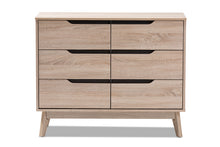 Load image into Gallery viewer, Baxton Studio Fella Mid-Century Modern Two-Tone Oak and Grey Wood 6-Drawer Dresser
