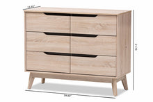Load image into Gallery viewer, Baxton Studio Fella Mid-Century Modern Two-Tone Oak and Grey Wood 6-Drawer Dresser
